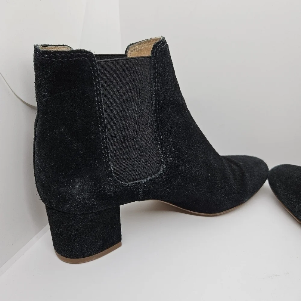 Madewell the Walker black suede heeled chelsea ankle boots US 8